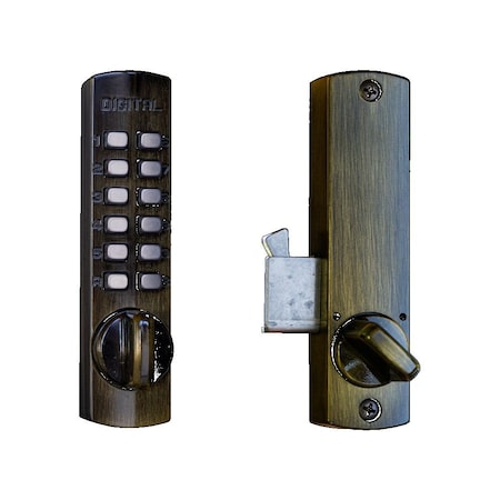 Lockey Usa Mechanical Keyless Sliding Patio Door Lock, C150, Antique Brass C150AB